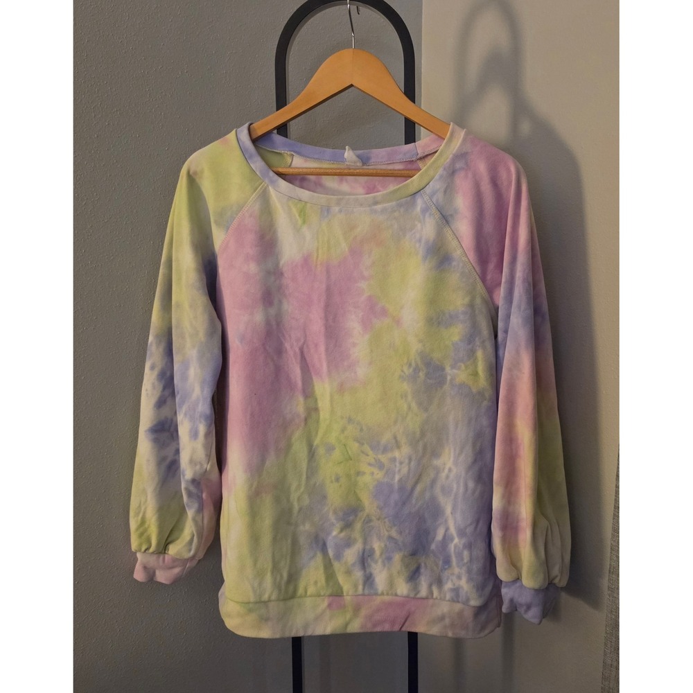 CY Fashion Pastel Tie Dye Sweatshirt Womens Crew Neck Raglan Sleeve Pullover